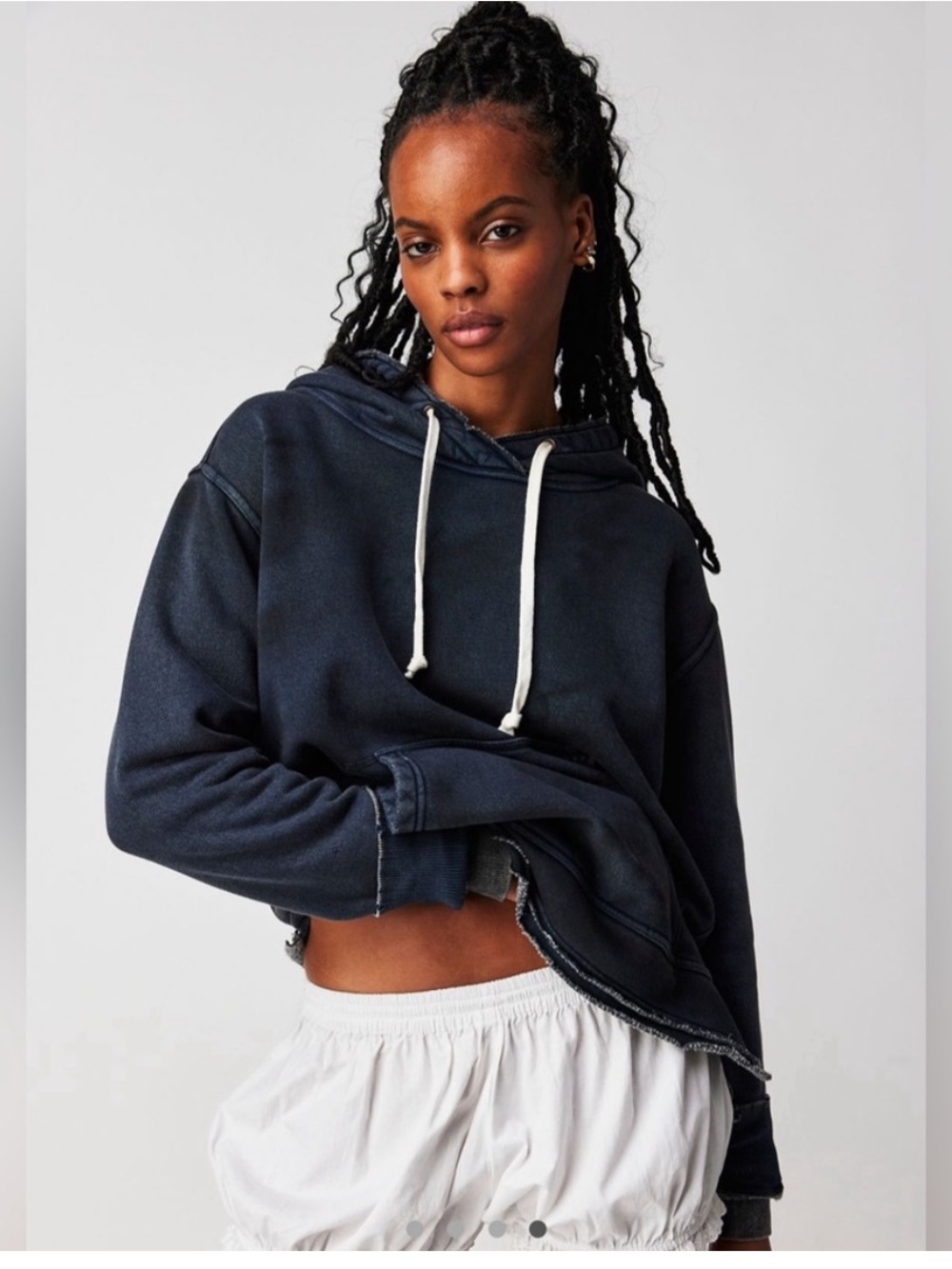 Zuma We The Free Dark Grey Cropped Hoodie with Drawstring